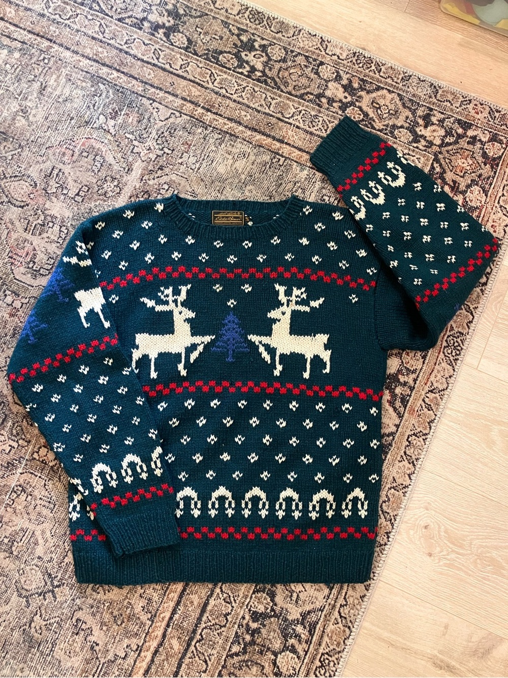 Men's Dark Green Reindeer Wool Sweater